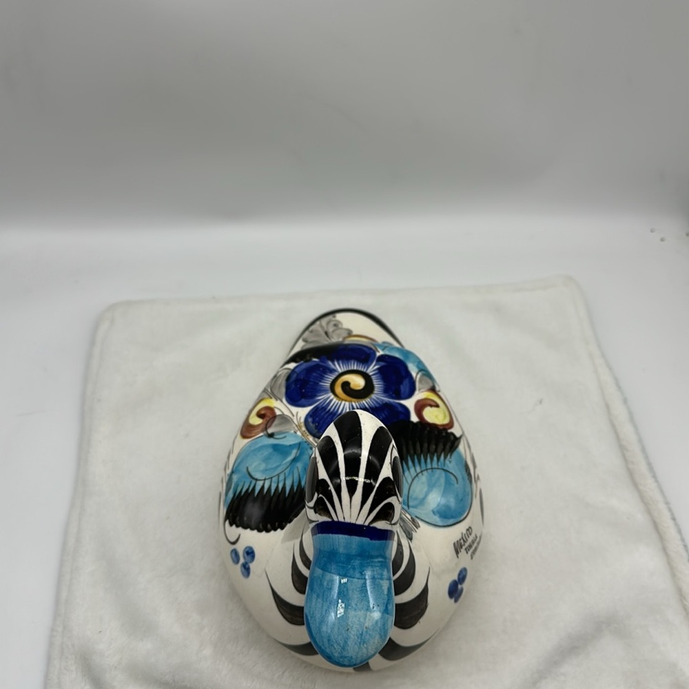 Mexican Folk Art Pottery Large Duck Signed (Mexico Tonala ErmiTanos) - Picture 7 of 7